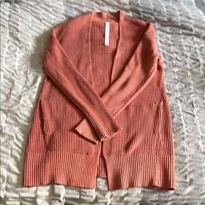 Lululemon Coral Ribbed Knit Cardigan Sweater